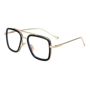 Blue Light Blocking Metal Frame Non-Prescription Eyeglasses Gold Black
